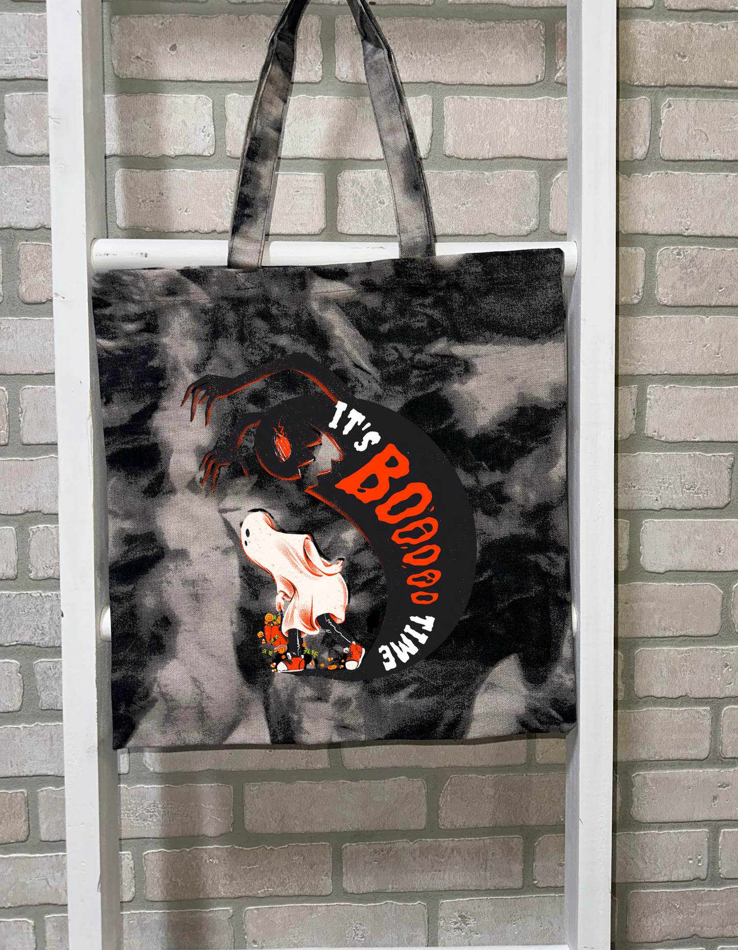 Its Boo Time Ghost Tie Dye Canvas Tote