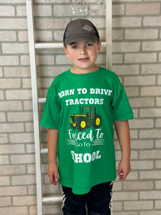 Toddler Born to Drive tractors