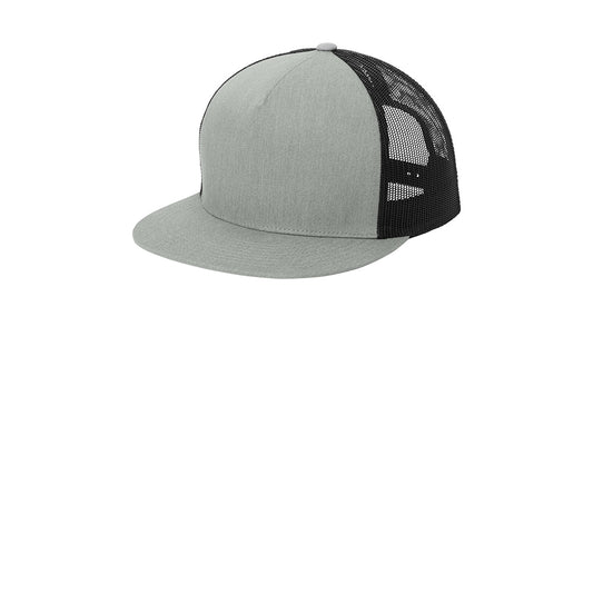 Heather Grey/Black Flat Bill Trucker hat mesh back